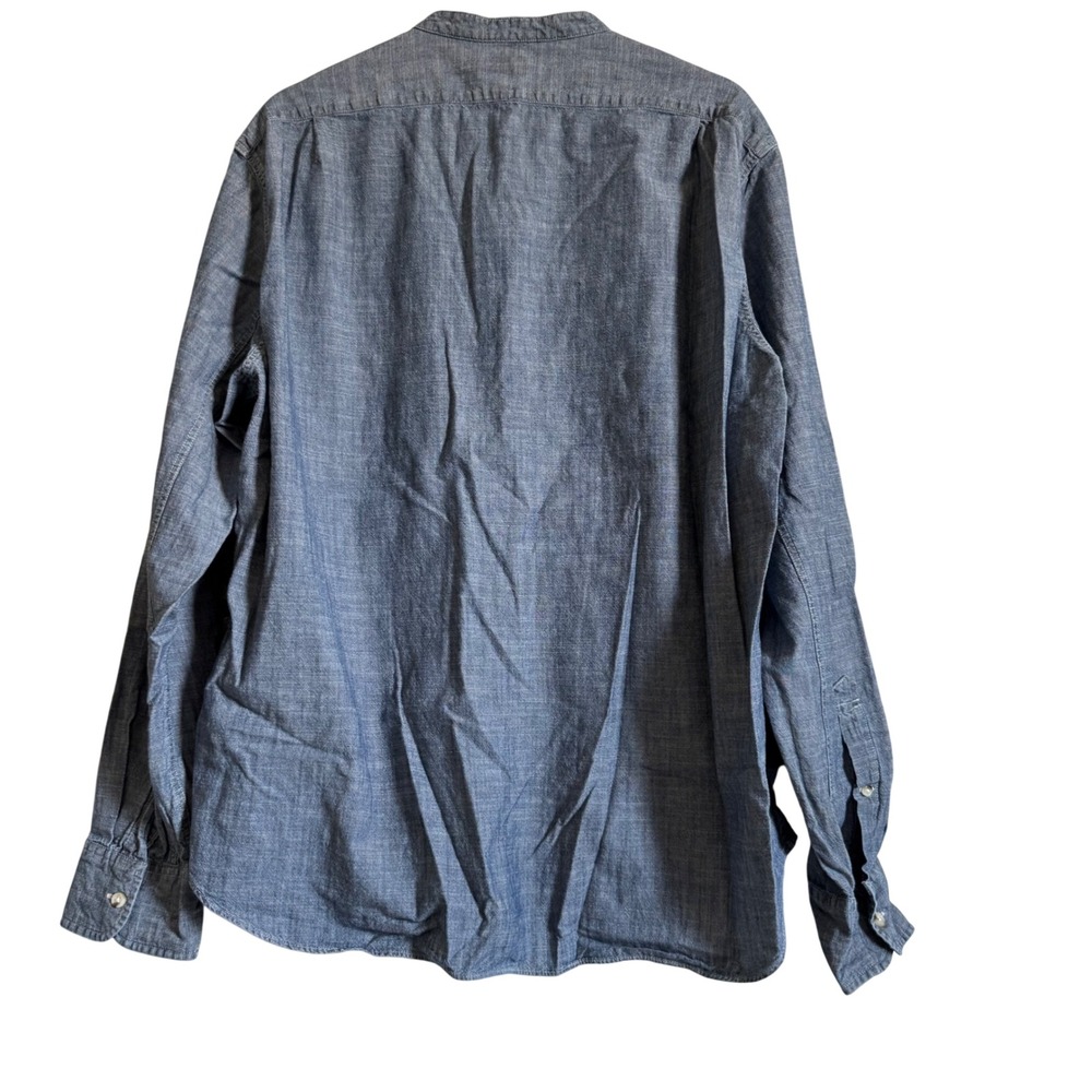 J.Crew Mens Chambray Band Collar Shirt XL Blue Cotton Long Sleeve Old Money - Picture 3 of 7
